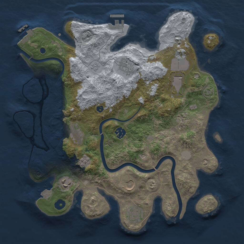 Rust Map: Procedural Map, Size: 3500, Seed: 12719, 15 Monuments