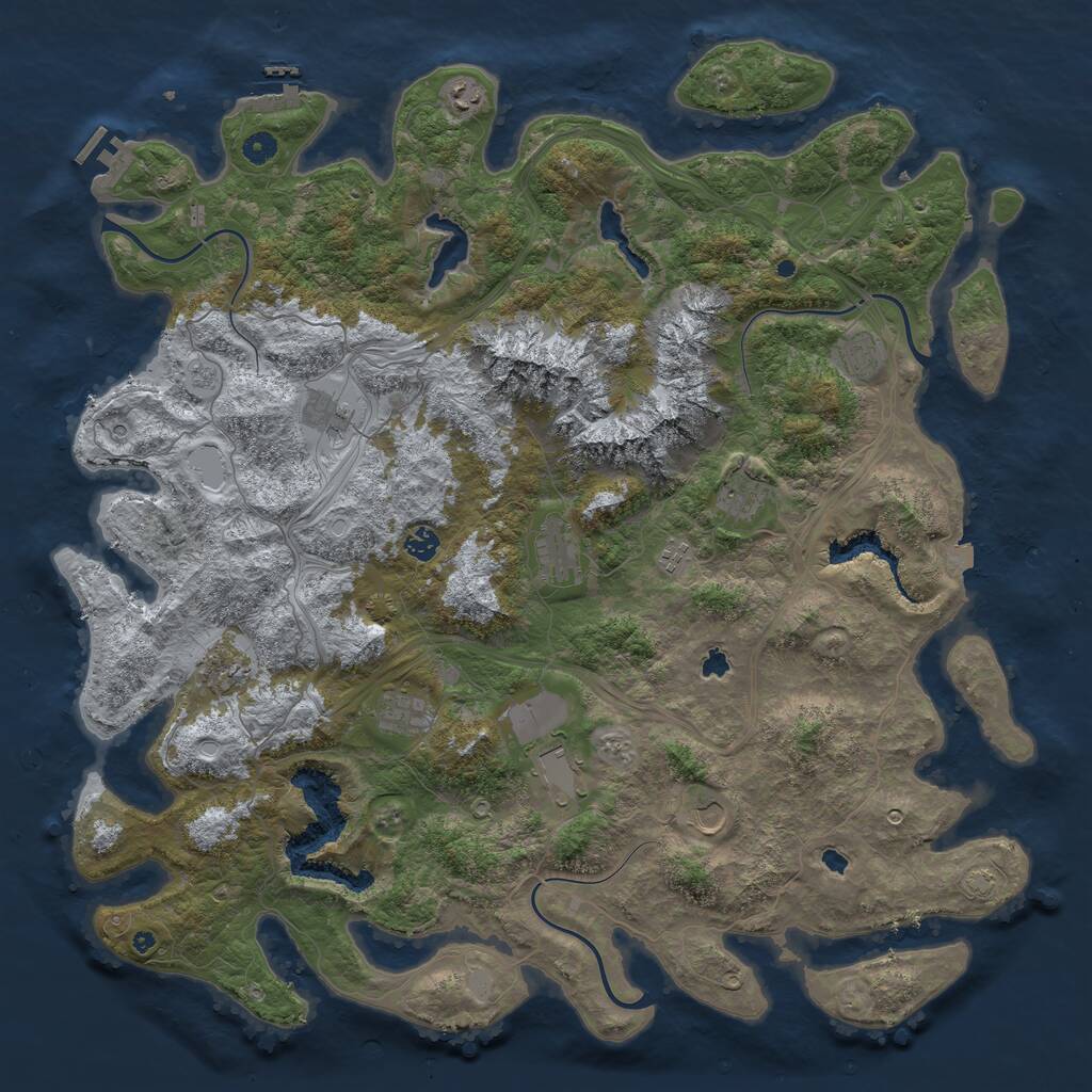 Rust Map: Procedural Map, Size: 5000, Seed: 907887423, 17 Monuments