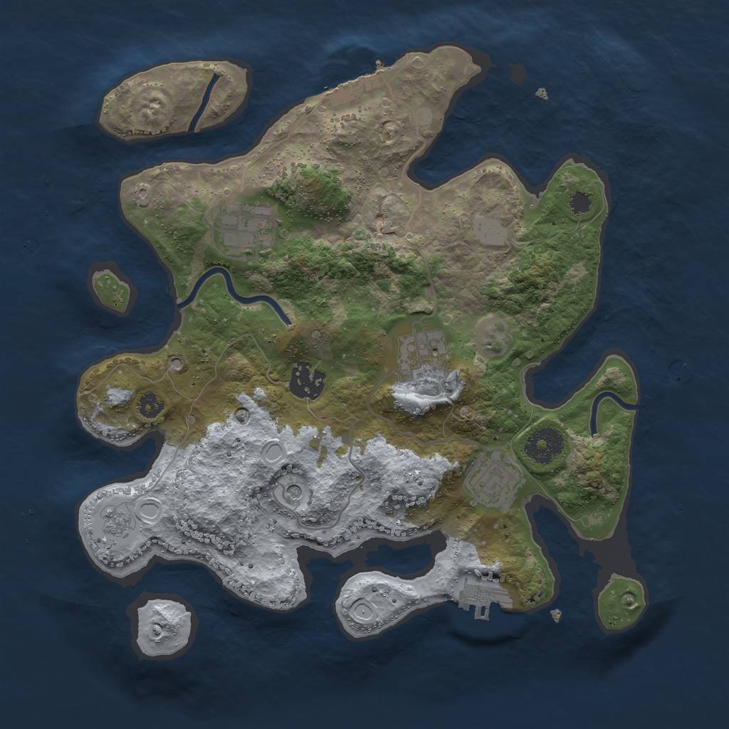 Rust Map: Procedural Map, Size: 3000, Seed: 675637897, 11 Monuments