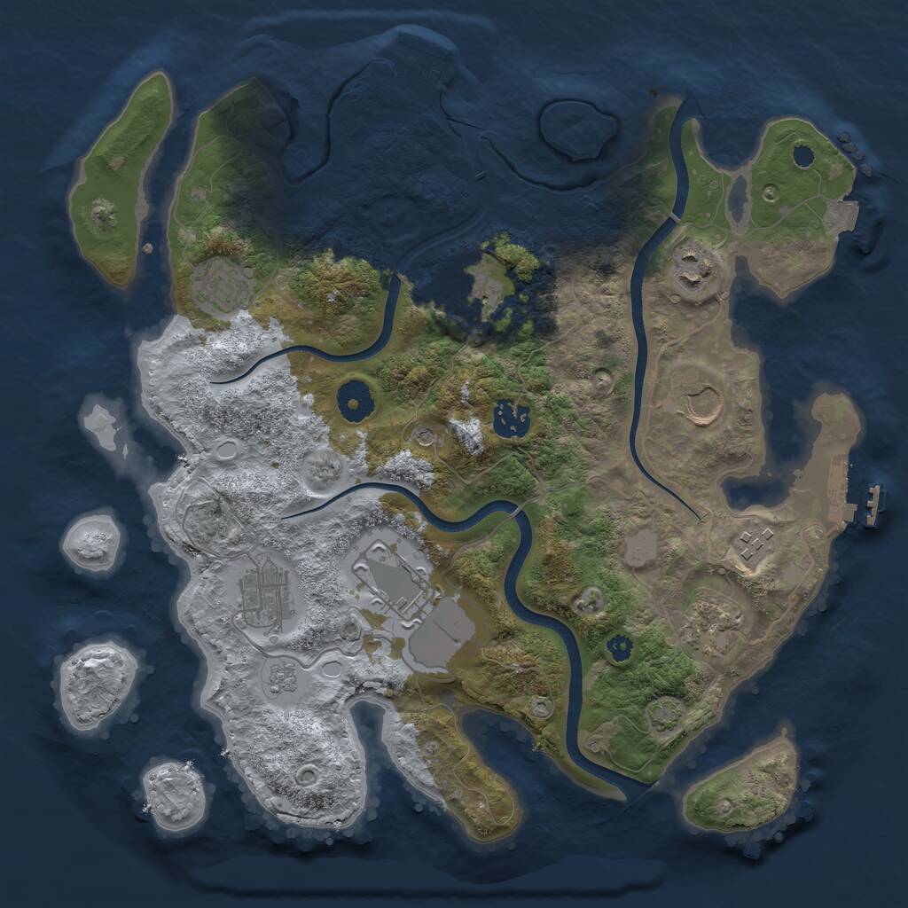 Rust Map: Procedural Map, Size: 3500, Seed: 535912693, 15 Monuments