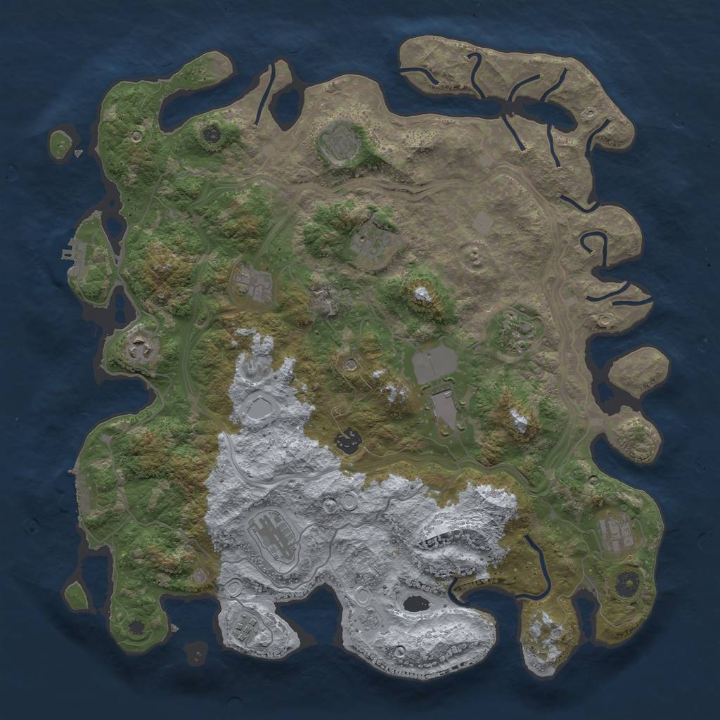 Rust Map: Procedural Map, Size: 4250, Seed: 1045311575, 17 Monuments