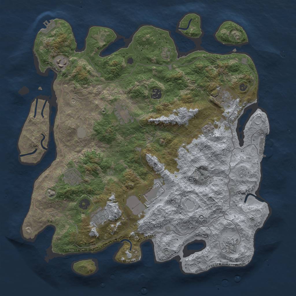 Rust Map: Procedural Map, Size: 4000, Seed: 88697, 16 Monuments