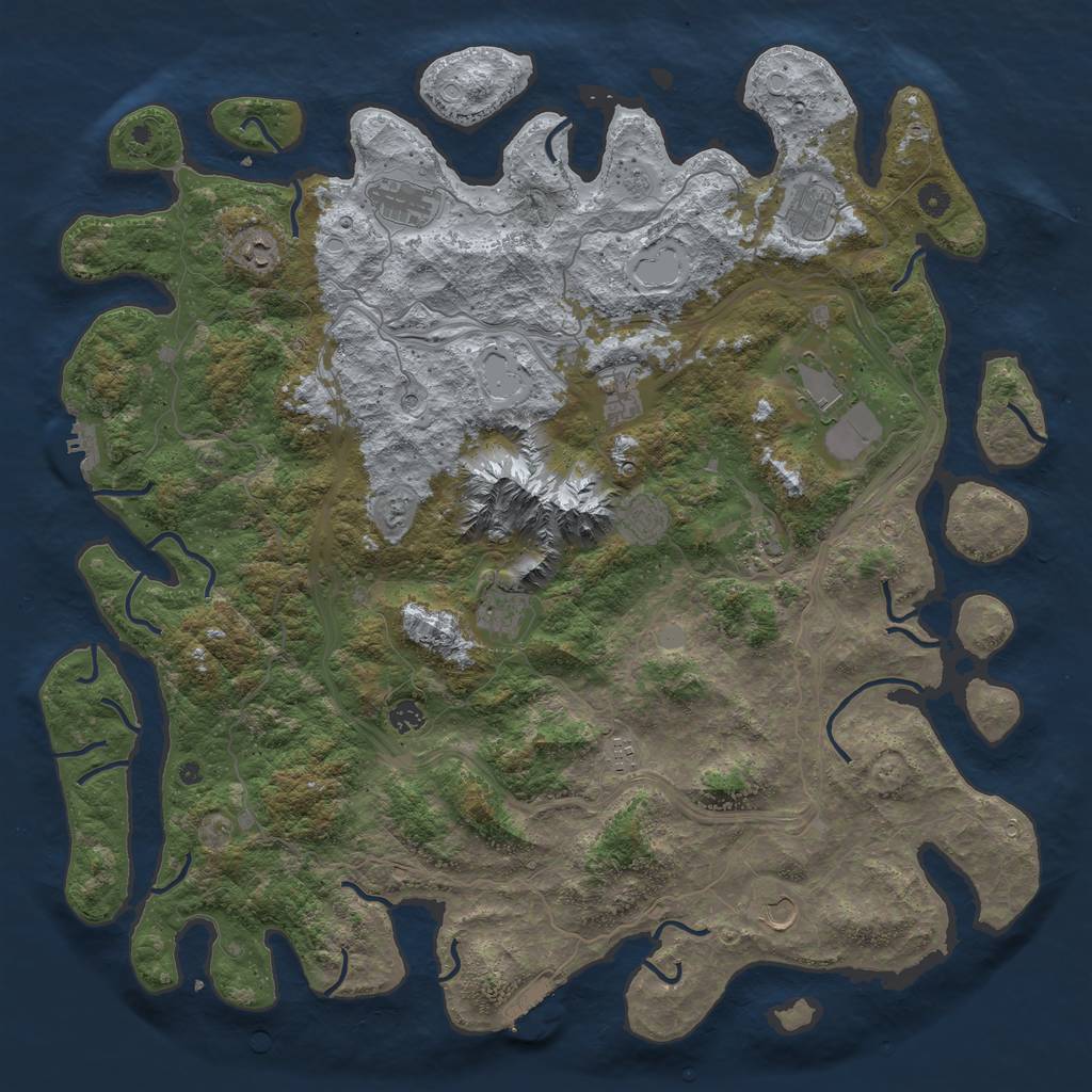 Rust Map: Procedural Map, Size: 5000, Seed: 66215, 18 Monuments