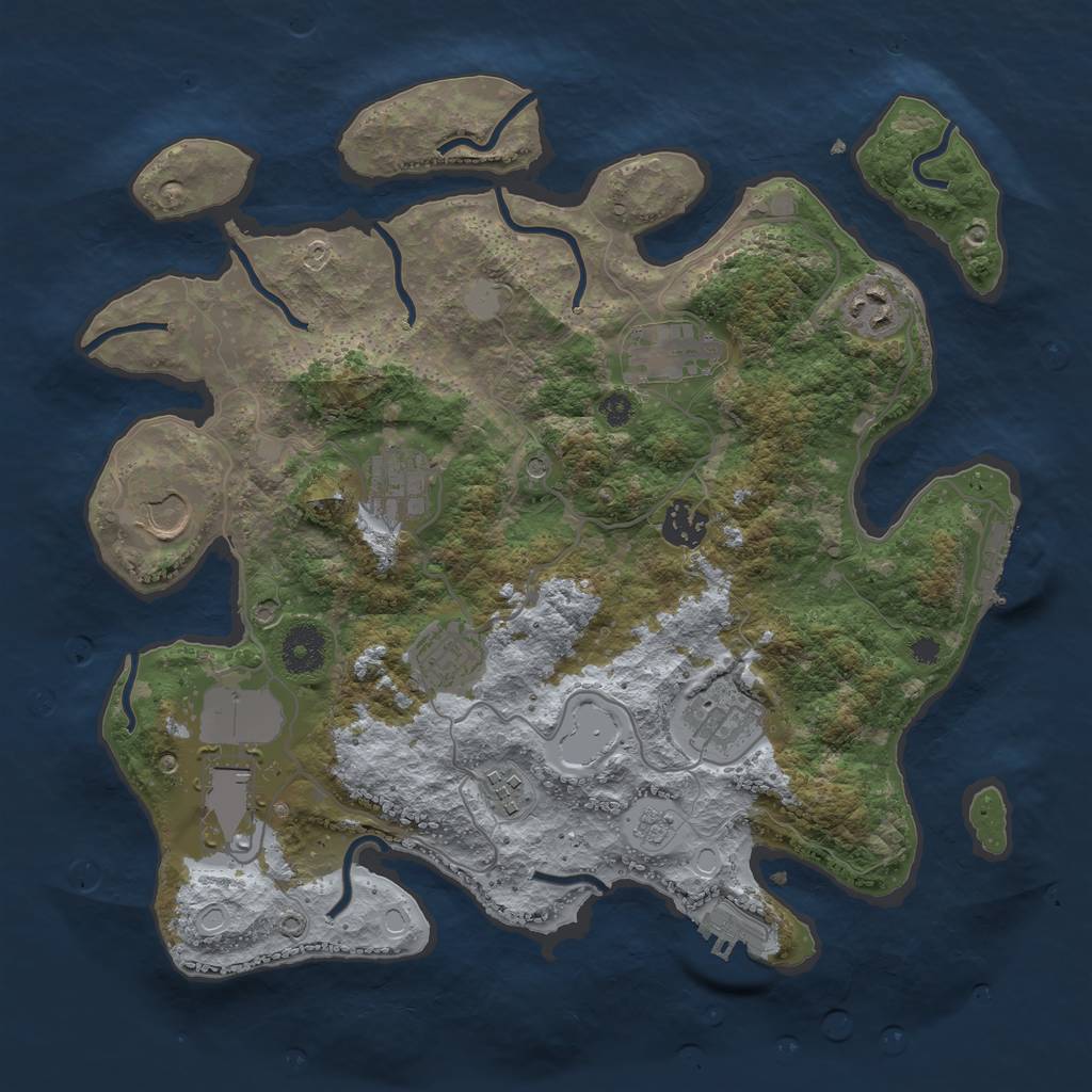 Rust Map: Procedural Map, Size: 3500, Seed: 834953, 16 Monuments