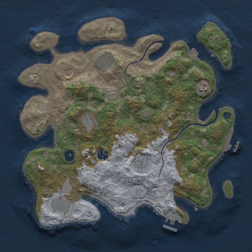 Rust Map: Procedural Map, Size: 3500, Seed: 834953, 14 Monuments