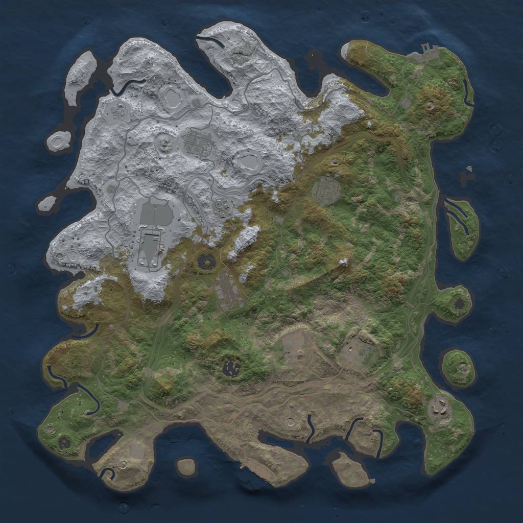 Rust Map: Procedural Map, Size: 4300, Seed: 1110, 16 Monuments