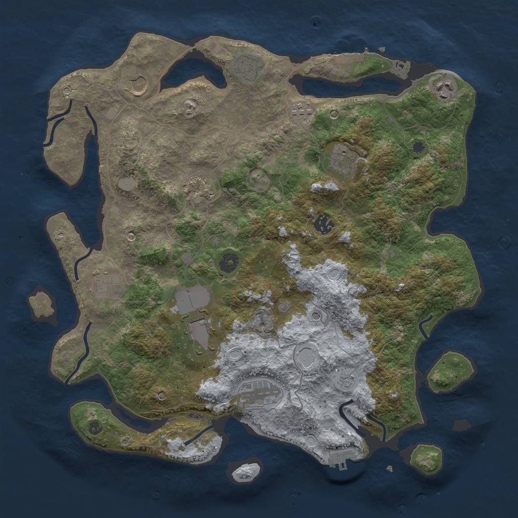Rust Map: Procedural Map, Size: 3950, Seed: 392909344, 17 Monuments