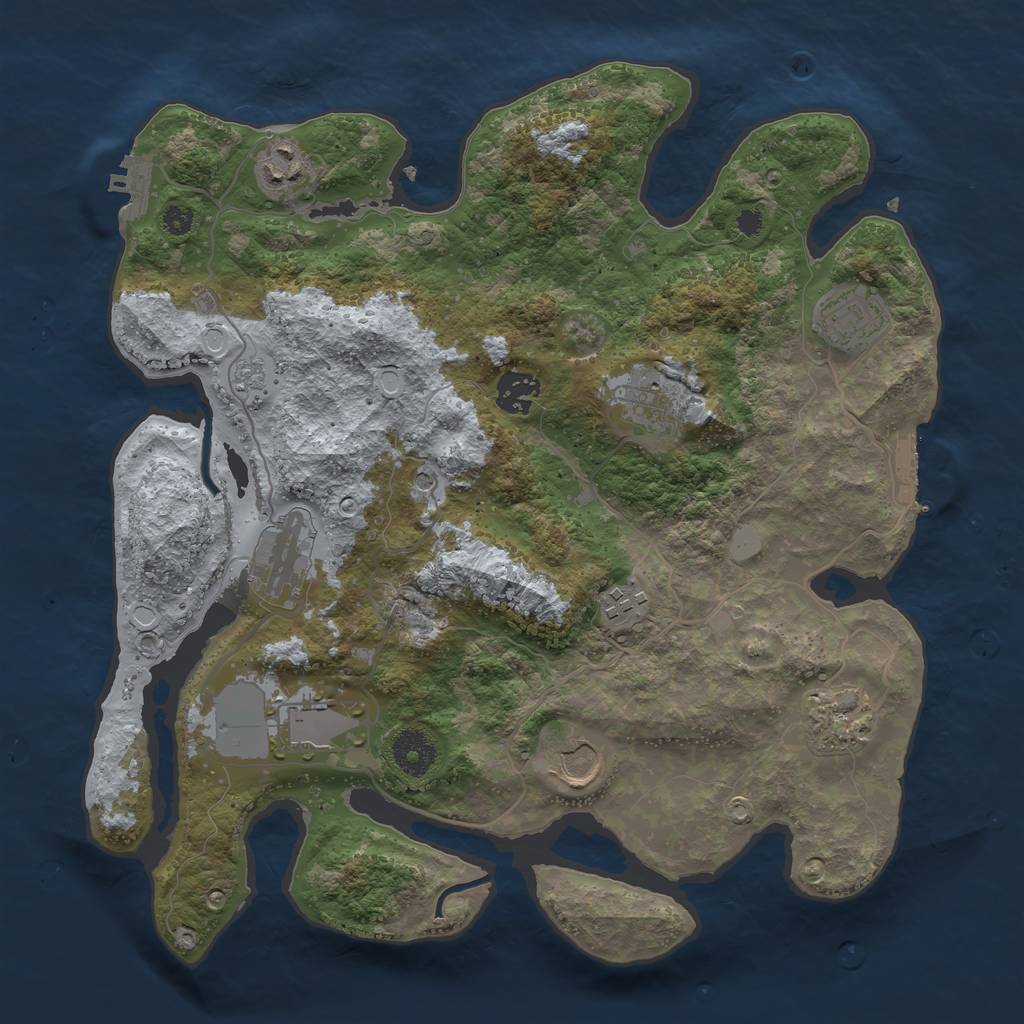 Rust Map: Procedural Map, Size: 3500, Seed: 519902553, 16 Monuments