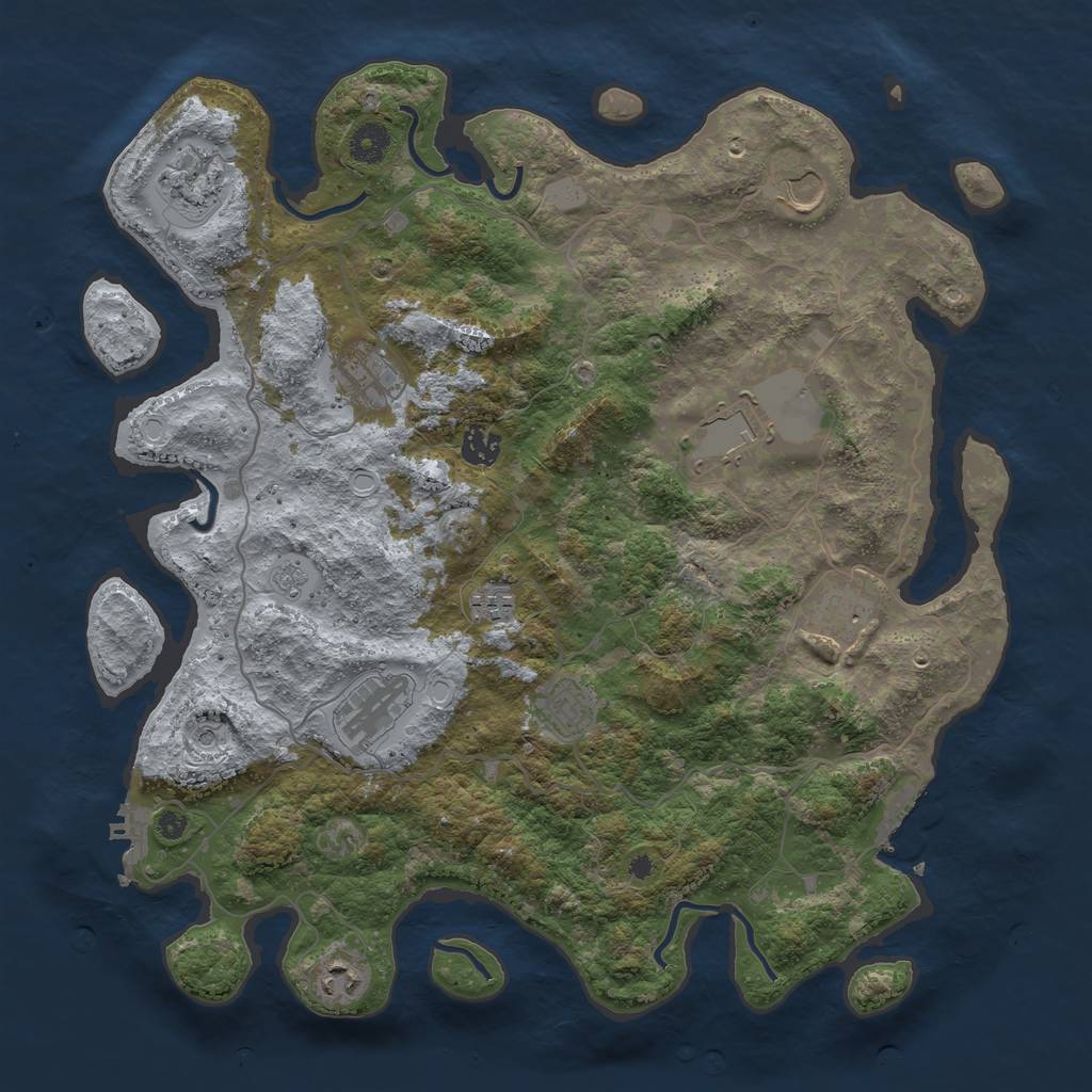 Rust Map: Procedural Map, Size: 4000, Seed: 10968406, 17 Monuments