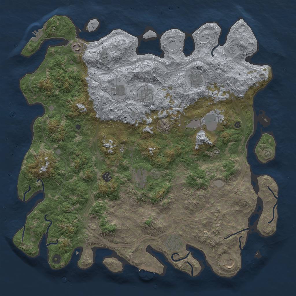 Rust Map: Procedural Map, Size: 4700, Seed: 1053560120, 17 Monuments