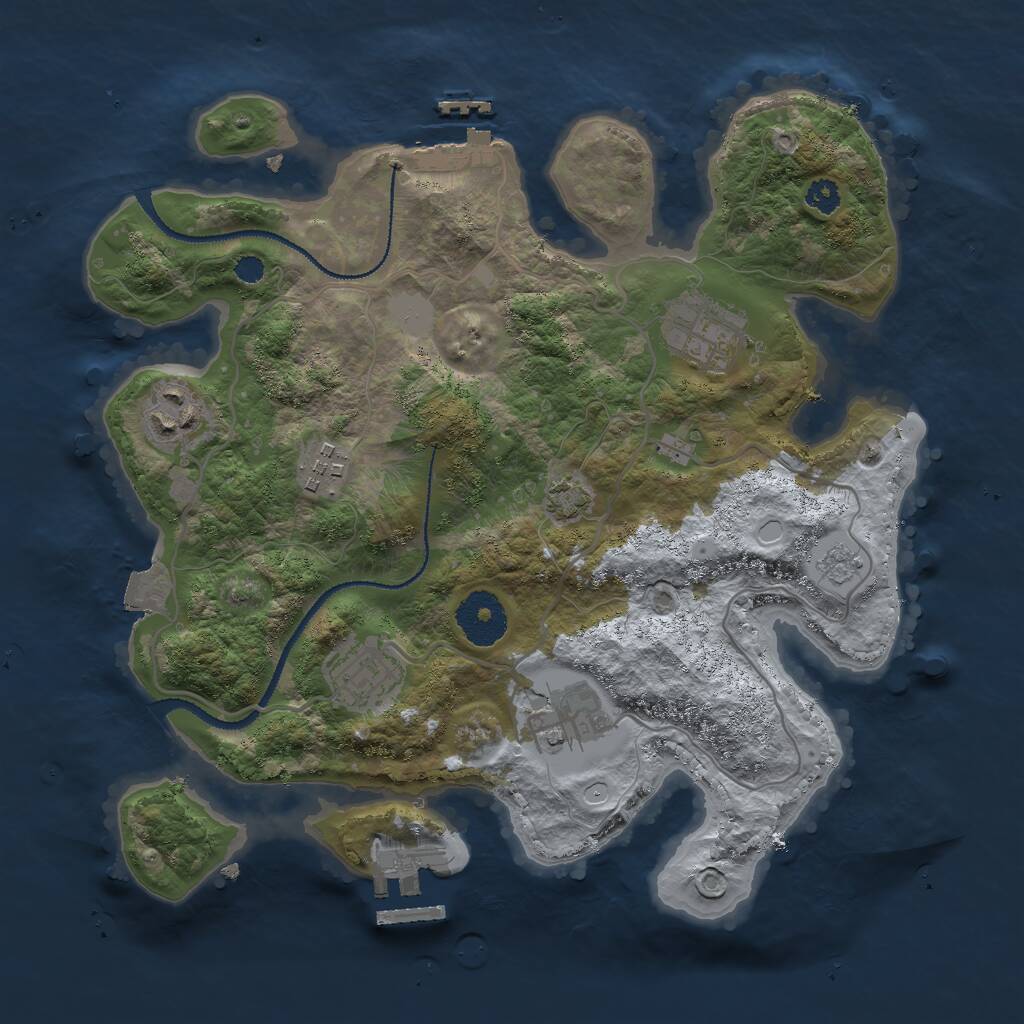 Rust Map: Procedural Map, Size: 3000, Seed: 2118091475, 10 Monuments