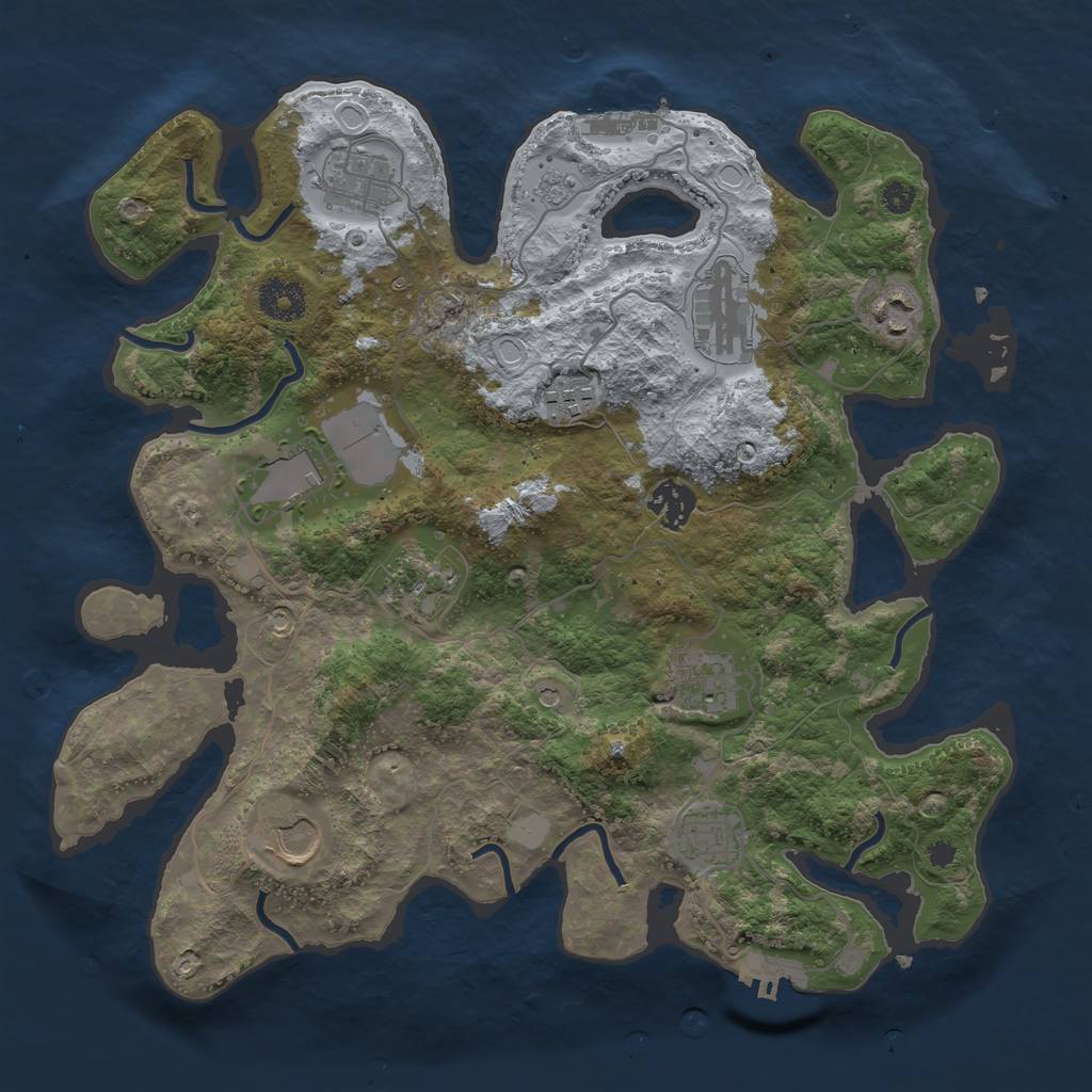 Rust Map: Procedural Map, Size: 3500, Seed: 478755403, 17 Monuments