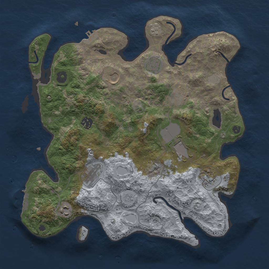 Rust Map: Procedural Map, Size: 3500, Seed: 7699666, 16 Monuments