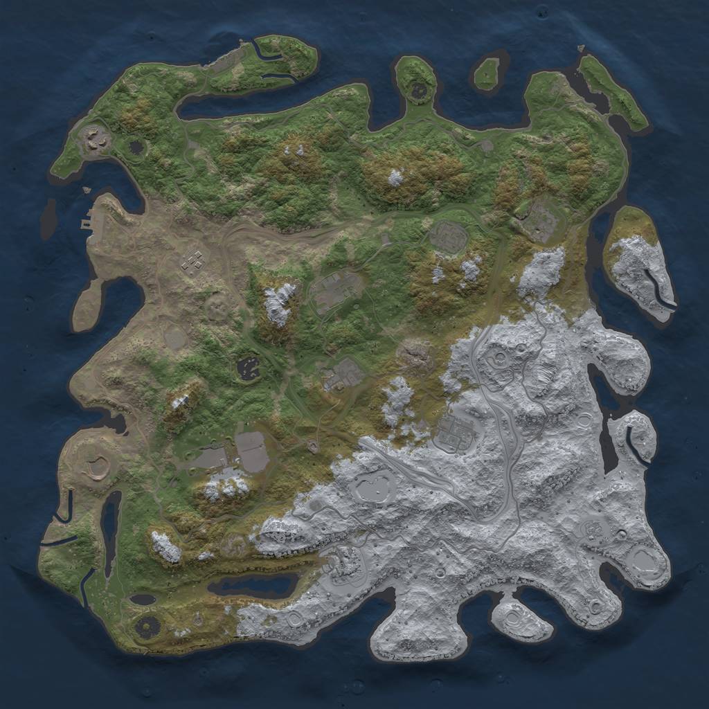 Rust Map: Procedural Map, Size: 4500, Seed: 1230872934, 18 Monuments