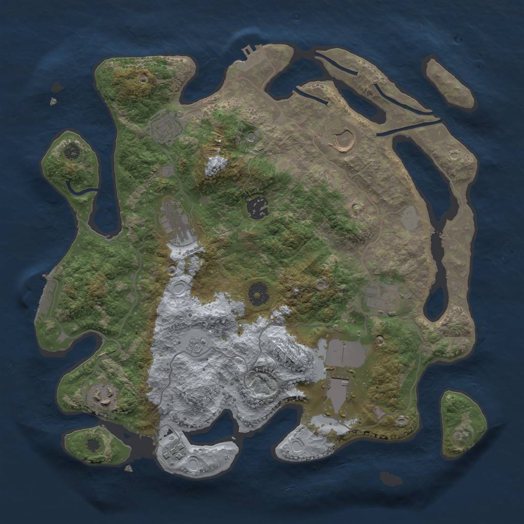 Rust Map: Procedural Map, Size: 3500, Seed: 1837477895, 15 Monuments