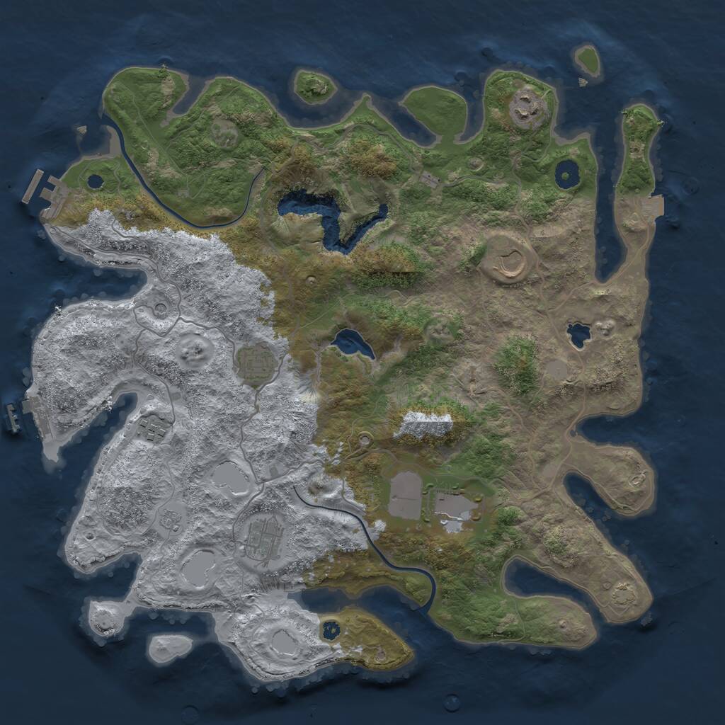 Rust Map: Procedural Map, Size: 4000, Seed: 114307300, 12 Monuments