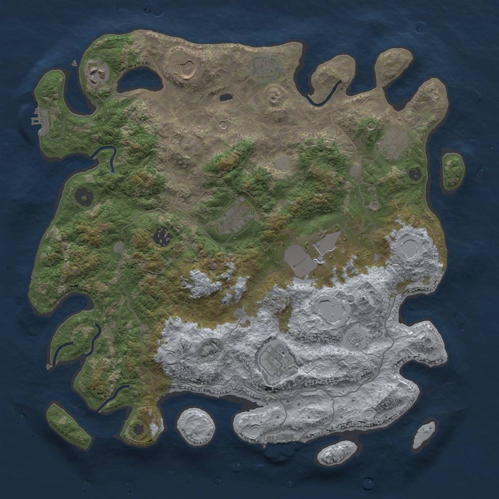 Rust Map: Procedural Map, Size: 4000, Seed: 24867, 16 Monuments