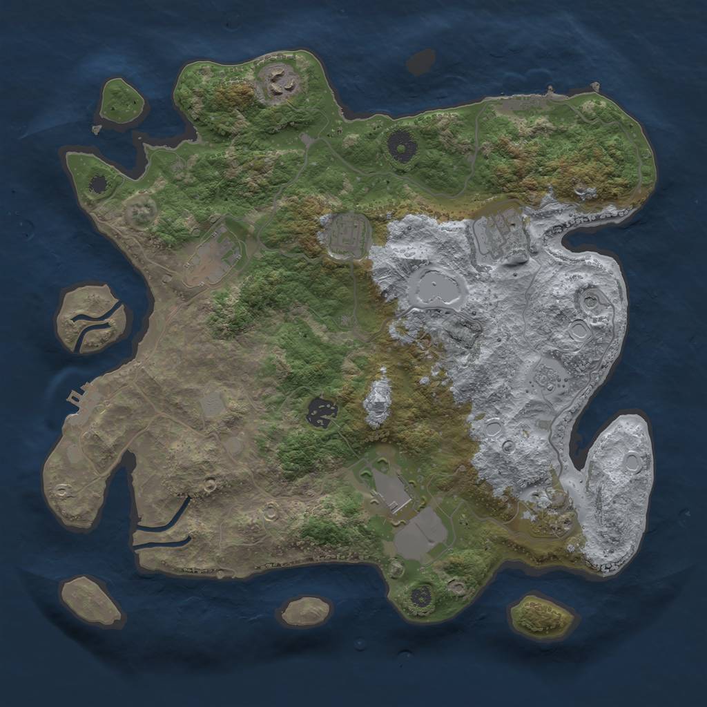 Rust Map: Procedural Map, Size: 3500, Seed: 631497916, 14 Monuments