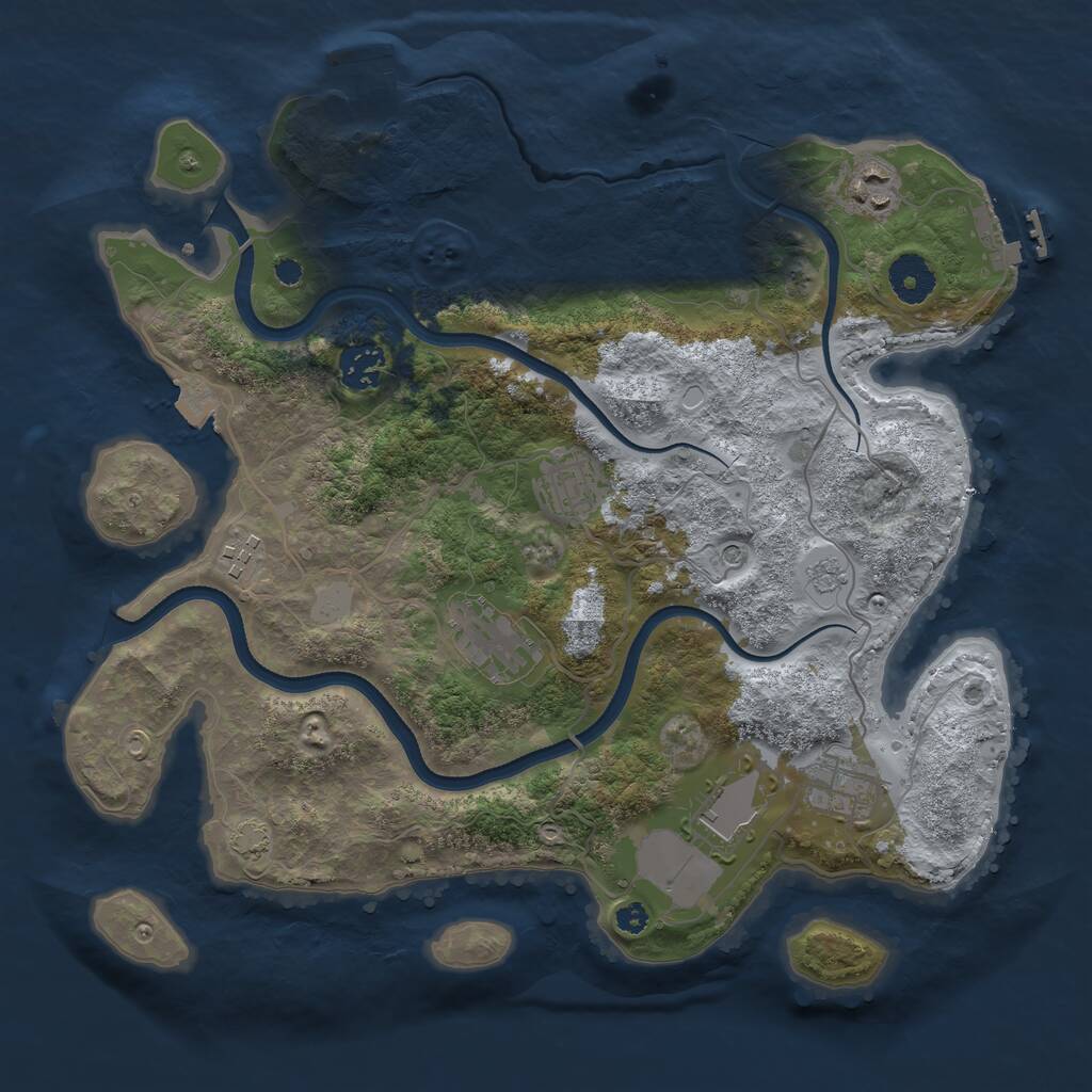 Rust Map: Procedural Map, Size: 3500, Seed: 631497916, 13 Monuments