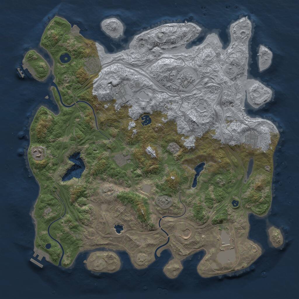 Rust Map: Procedural Map, Size: 4300, Seed: 455433095, 16 Monuments