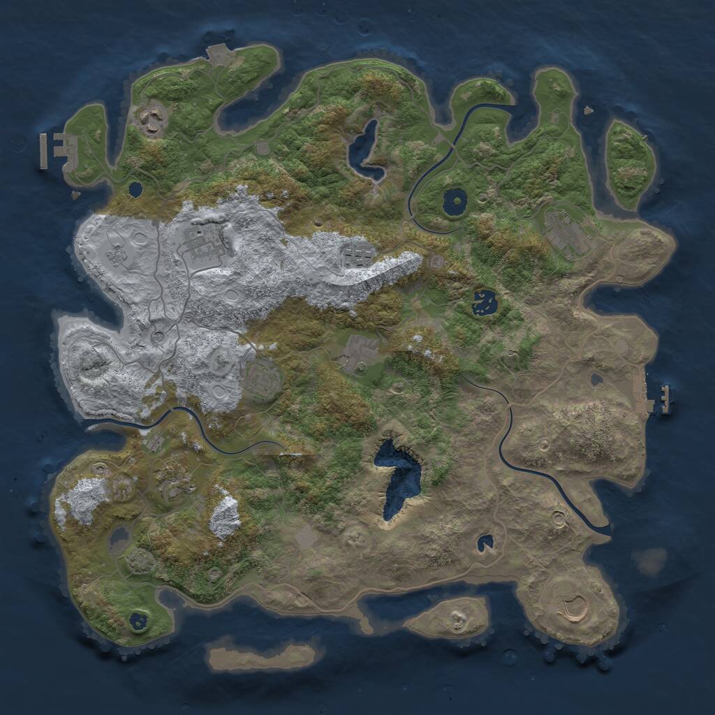Rust Map: Procedural Map, Size: 4050, Seed: 1088926326, 15 Monuments
