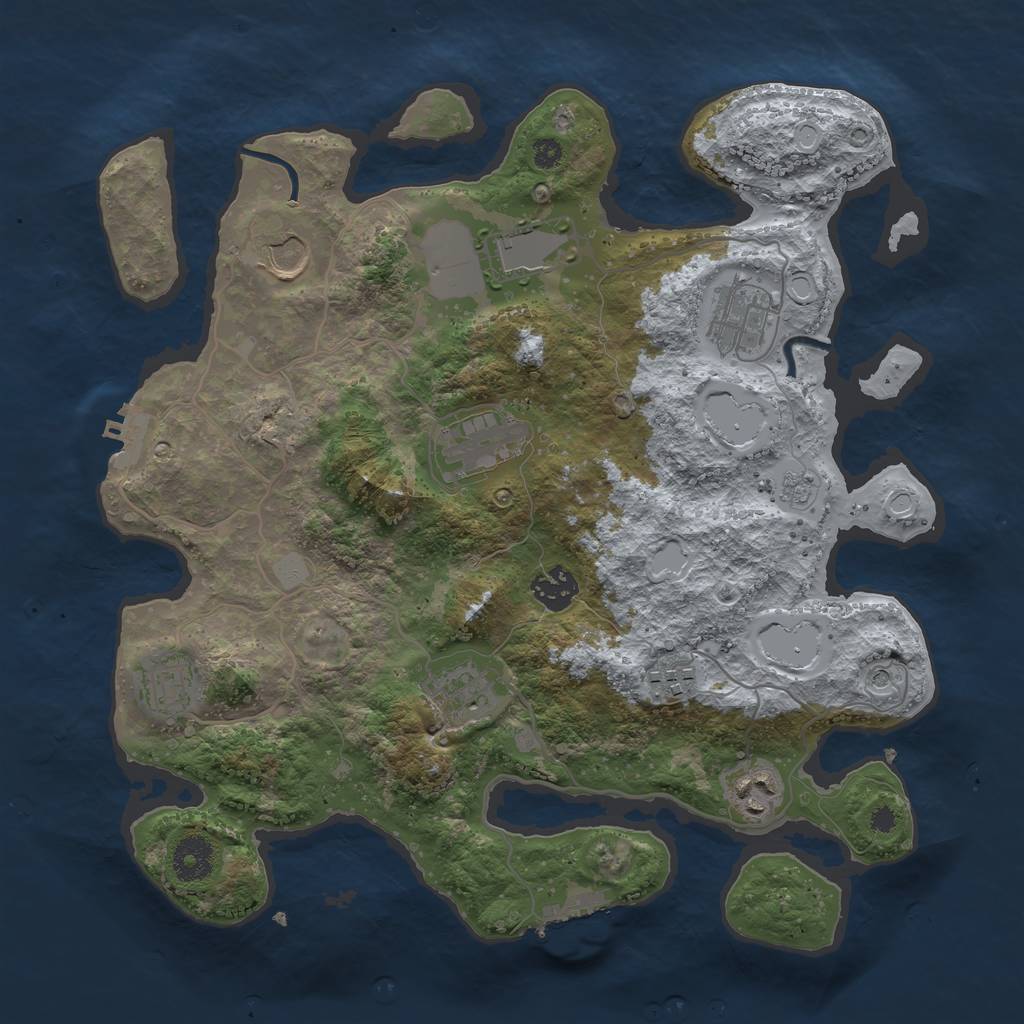 Rust Map: Procedural Map, Size: 3500, Seed: 20230303, 16 Monuments