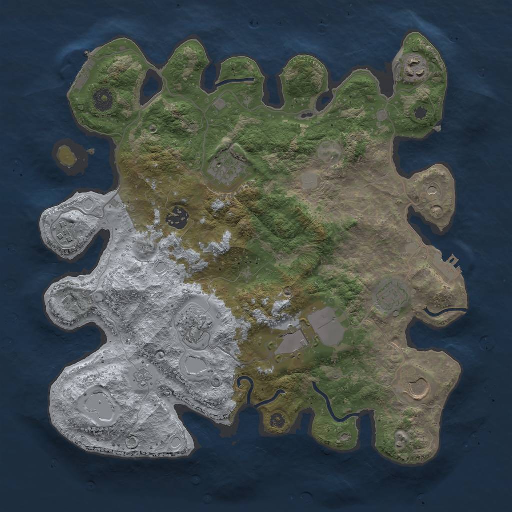 Rust Map: Procedural Map, Size: 3500, Seed: 314257, 15 Monuments