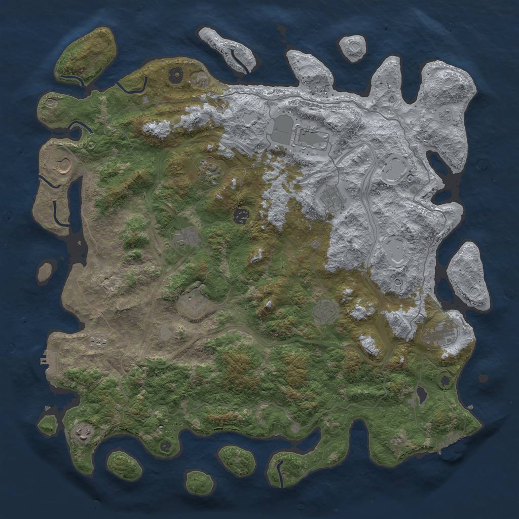 Rust Map: Procedural Map, Size: 4800, Seed: 878833856, 18 Monuments