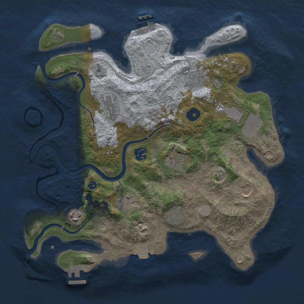Rust Map: Procedural Map, Size: 3500, Seed: 415912388, 16 Monuments