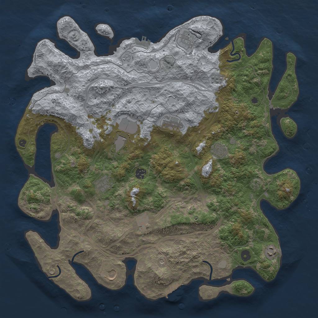 Rust Map: Procedural Map, Size: 4500, Seed: 47810447, 17 Monuments