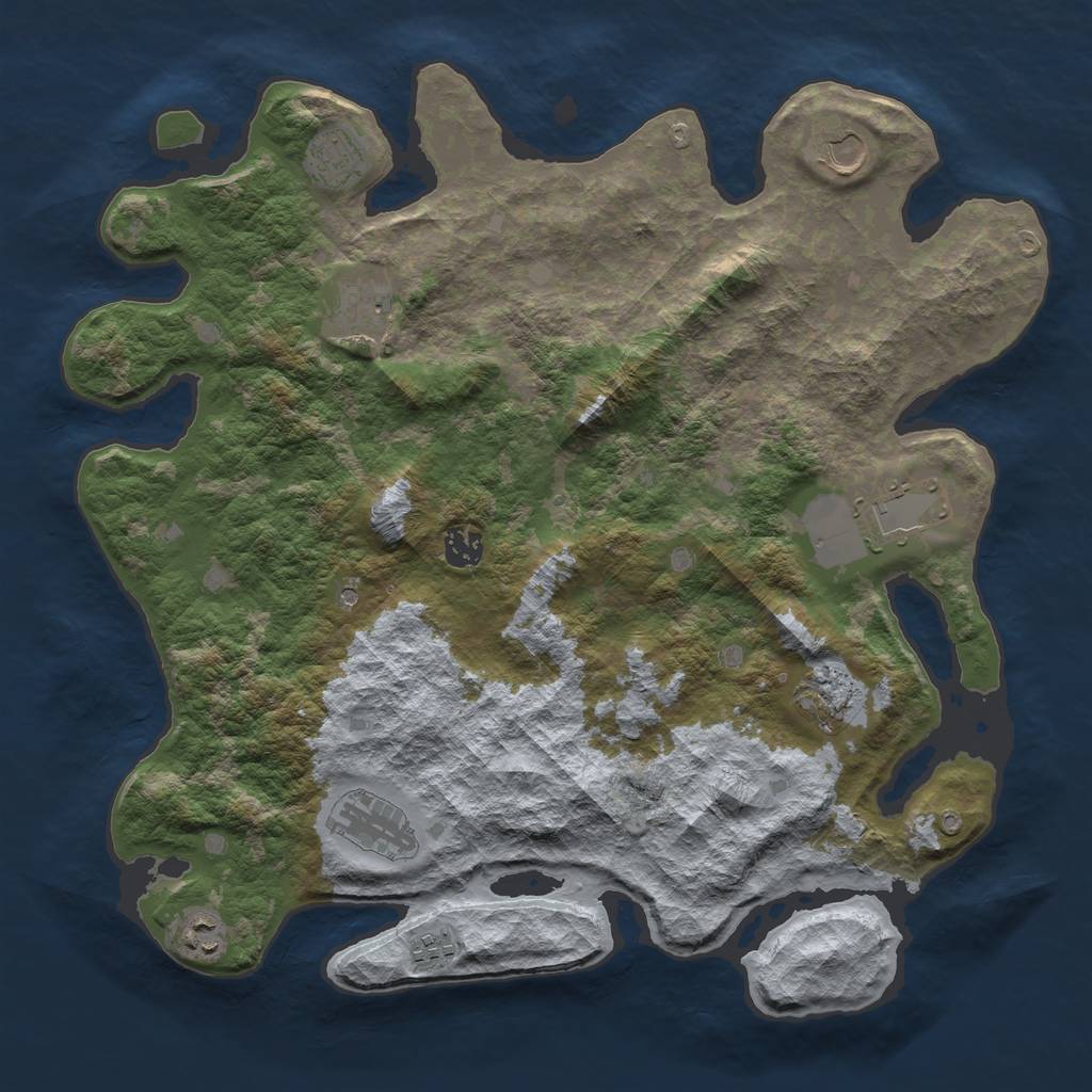 Rust Map: Barren, Size: 4000, Seed: 1178681654, 12 Monuments