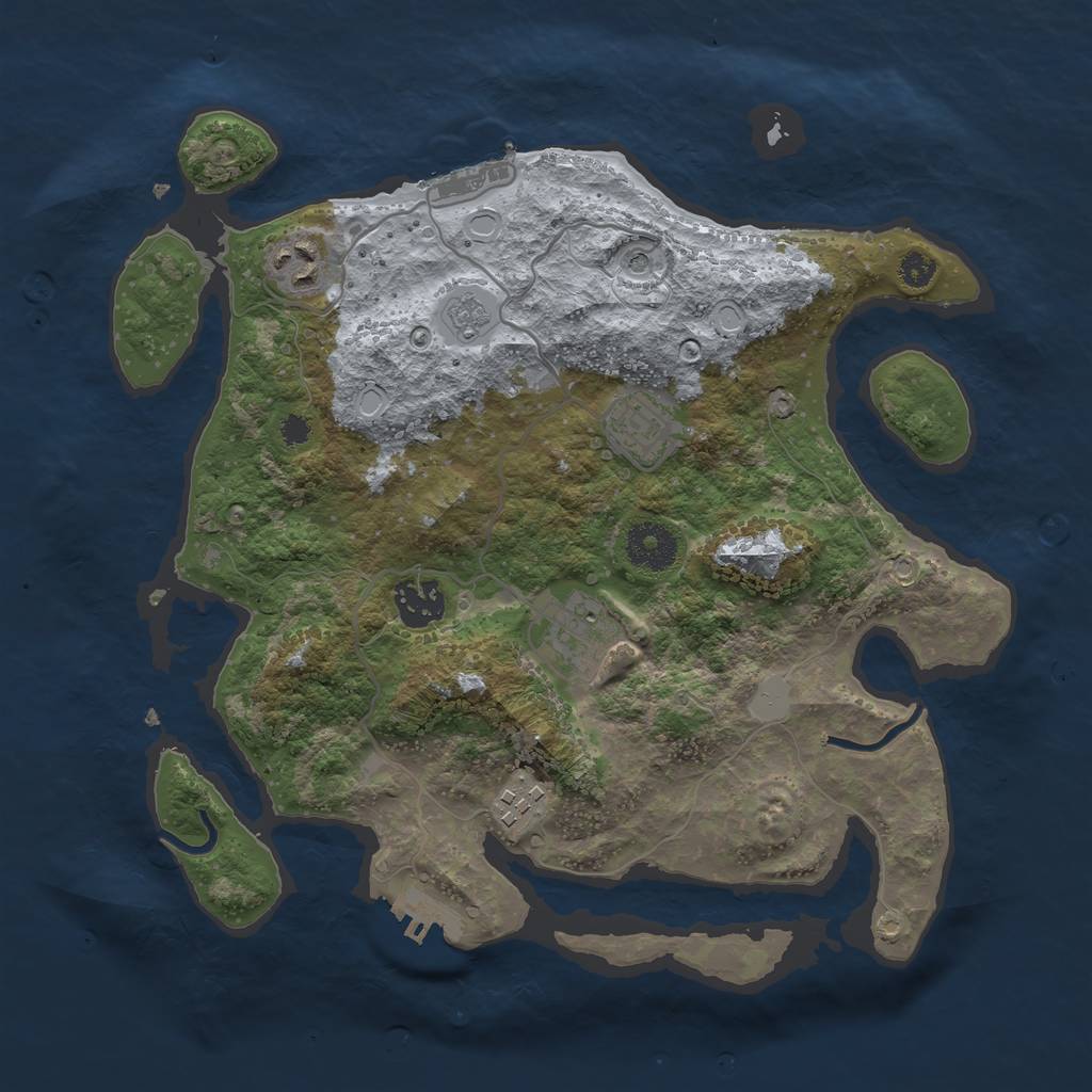 Rust Map: Procedural Map, Size: 3250, Seed: 9144358, 12 Monuments