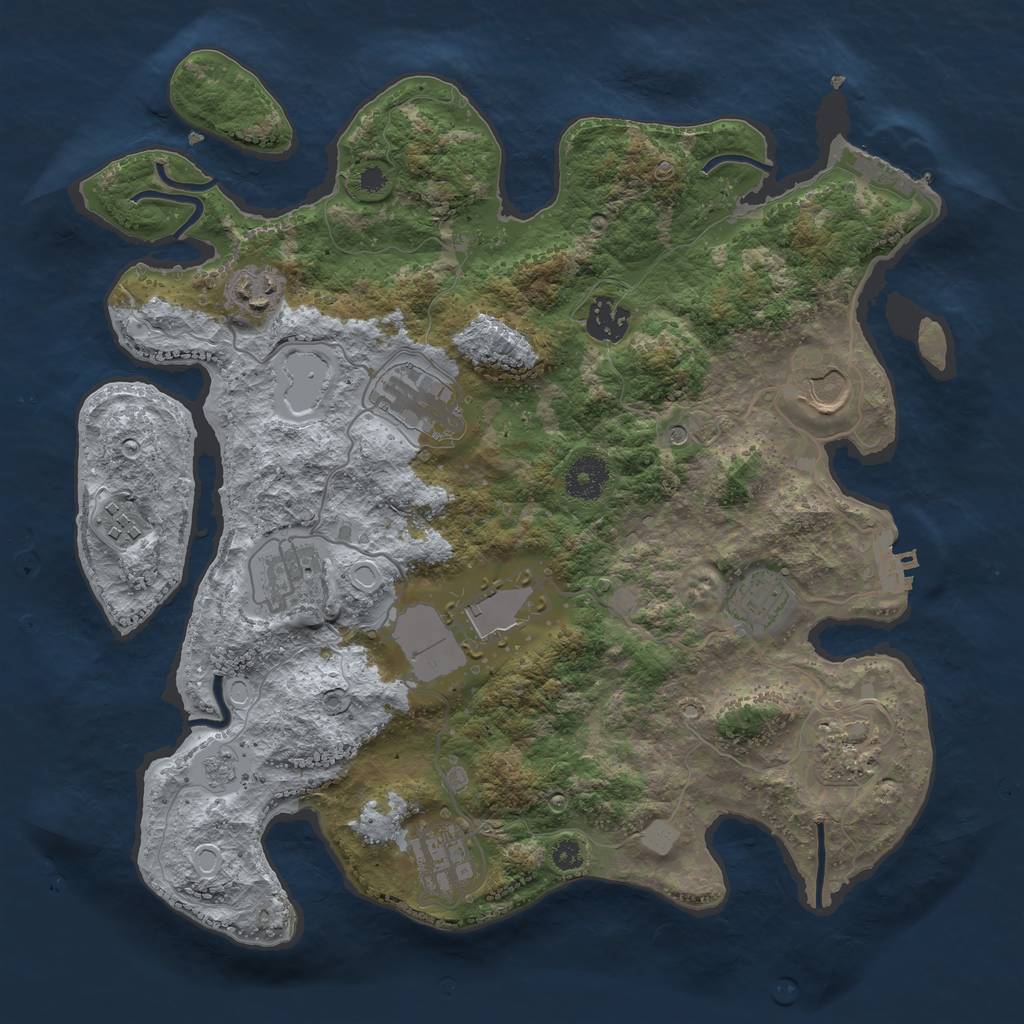 Rust Map: Procedural Map, Size: 3500, Seed: 123456790, 17 Monuments