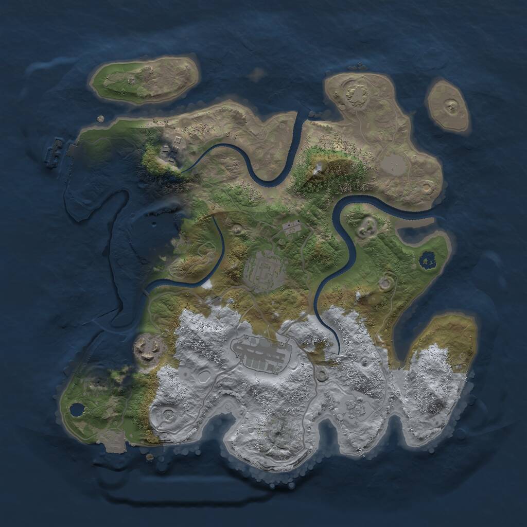 Rust Map: Procedural Map, Size: 3000, Seed: 945762903, 10 Monuments