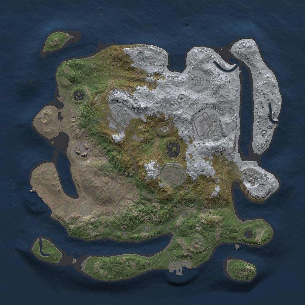 Rust Map: Procedural Map, Size: 3000, Seed: 1227634374, 12 Monuments