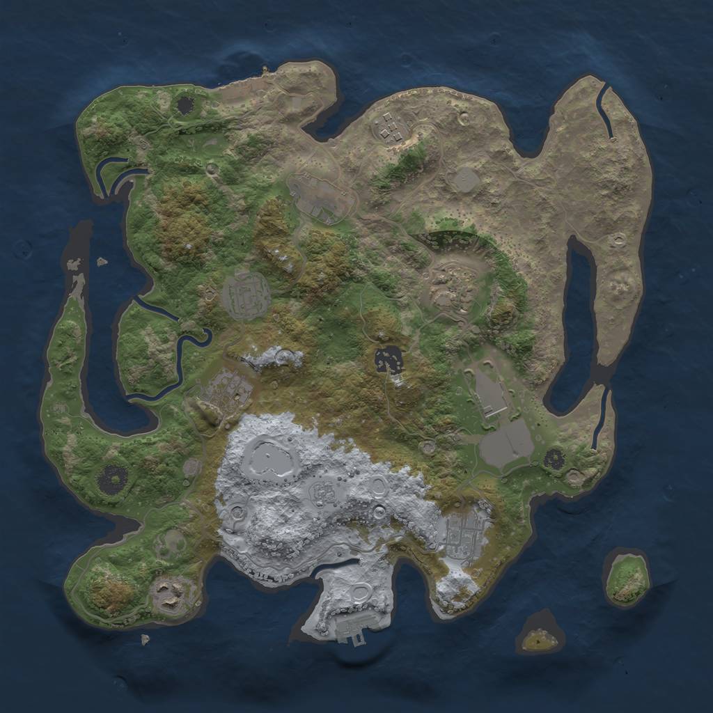 Rust Map: Procedural Map, Size: 3550, Seed: 221977, 16 Monuments