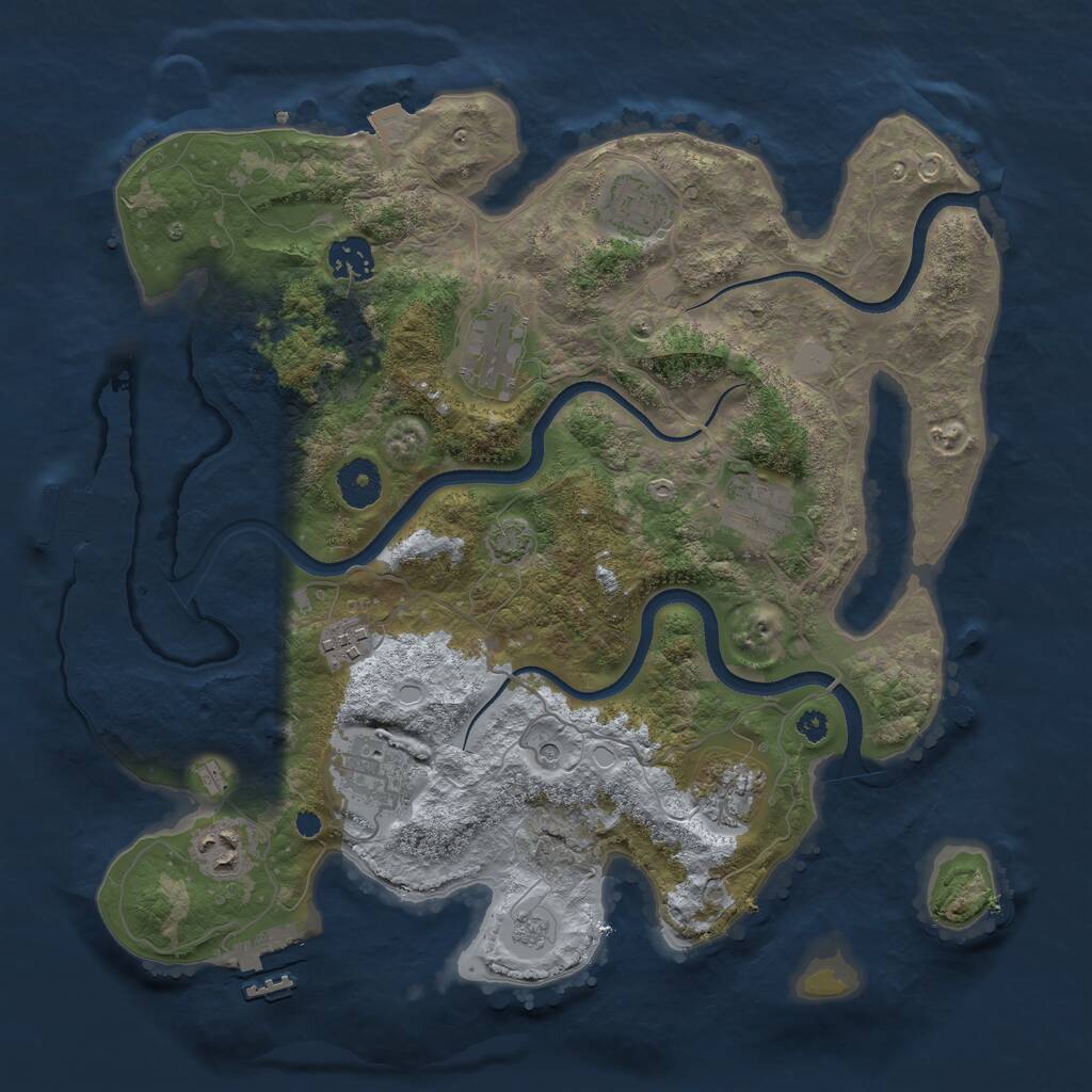 Rust Map: Procedural Map, Size: 3550, Seed: 221977, 14 Monuments