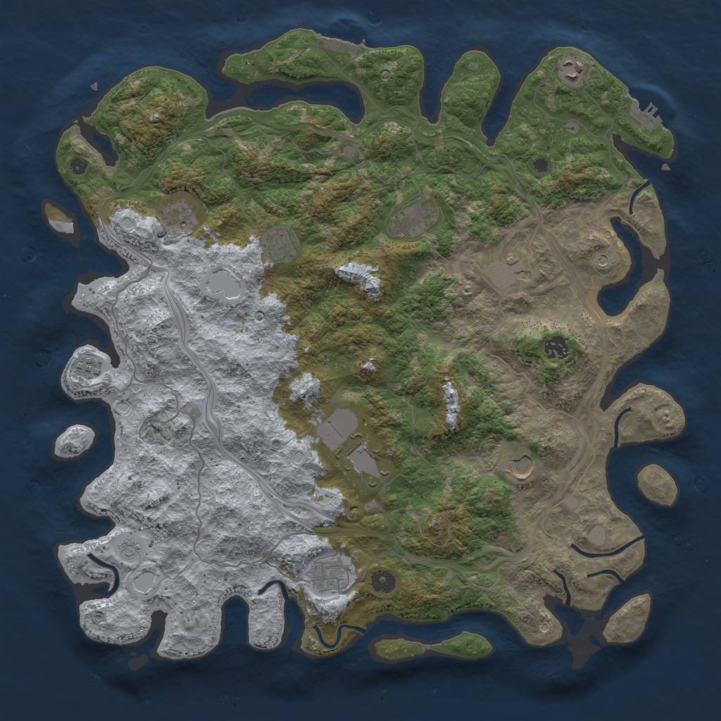 Rust Map: Procedural Map, Size: 4500, Seed: 1570986597, 17 Monuments