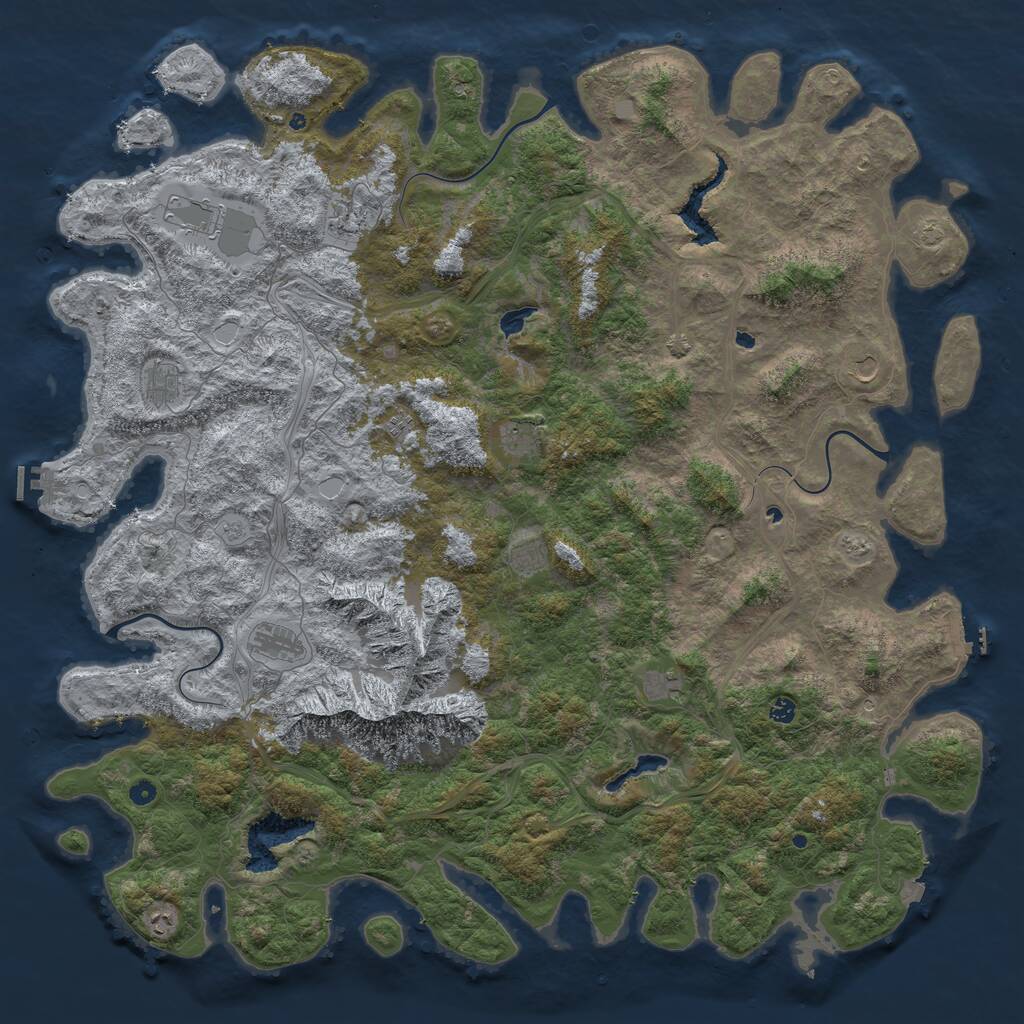 Rust Map: Procedural Map, Size: 6000, Seed: 243, 17 Monuments