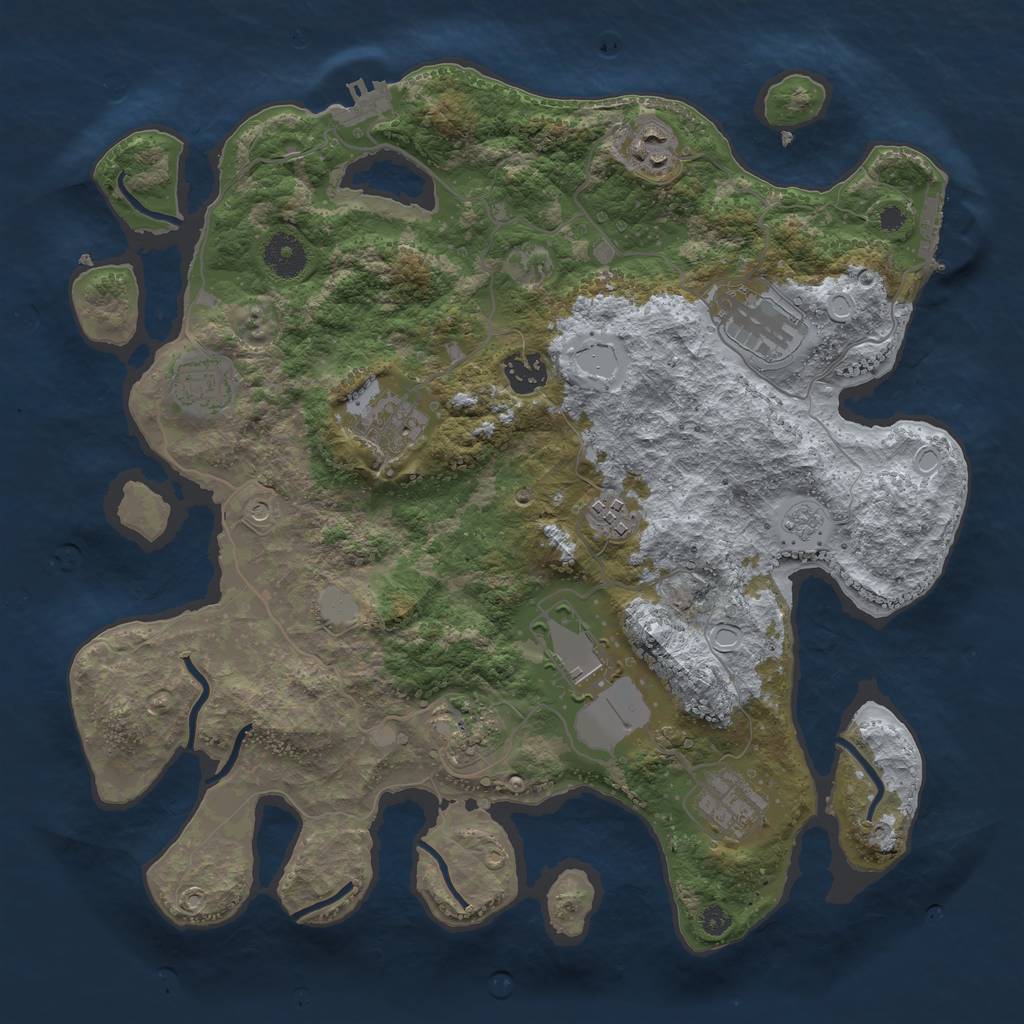 Rust Map: Procedural Map, Size: 3600, Seed: 10203, 16 Monuments