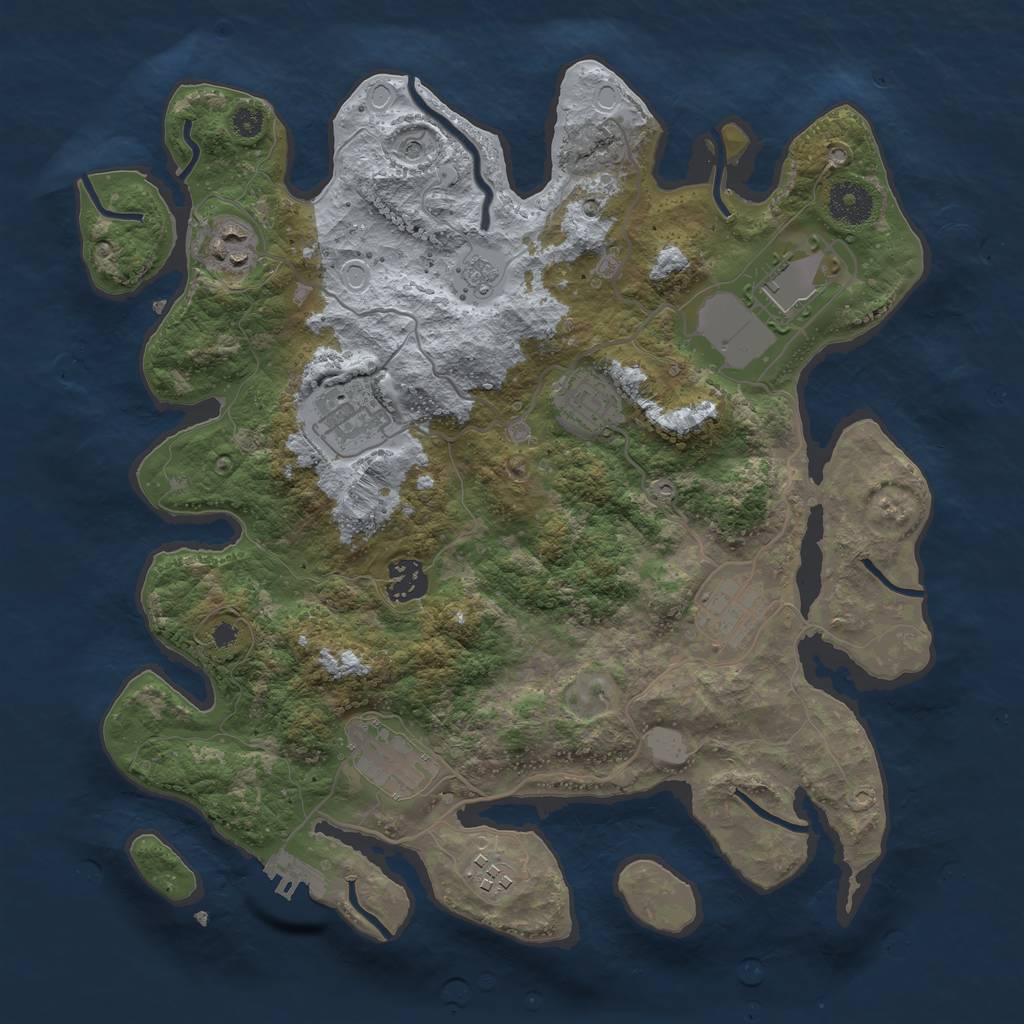 Rust Map: Procedural Map, Size: 3500, Seed: 913505211, 14 Monuments