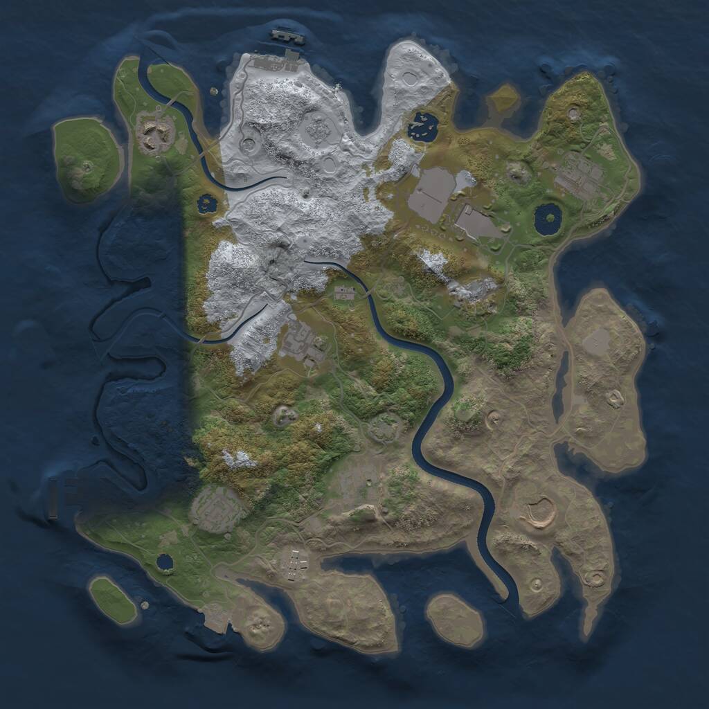 Rust Map: Procedural Map, Size: 3500, Seed: 913505211, 16 Monuments