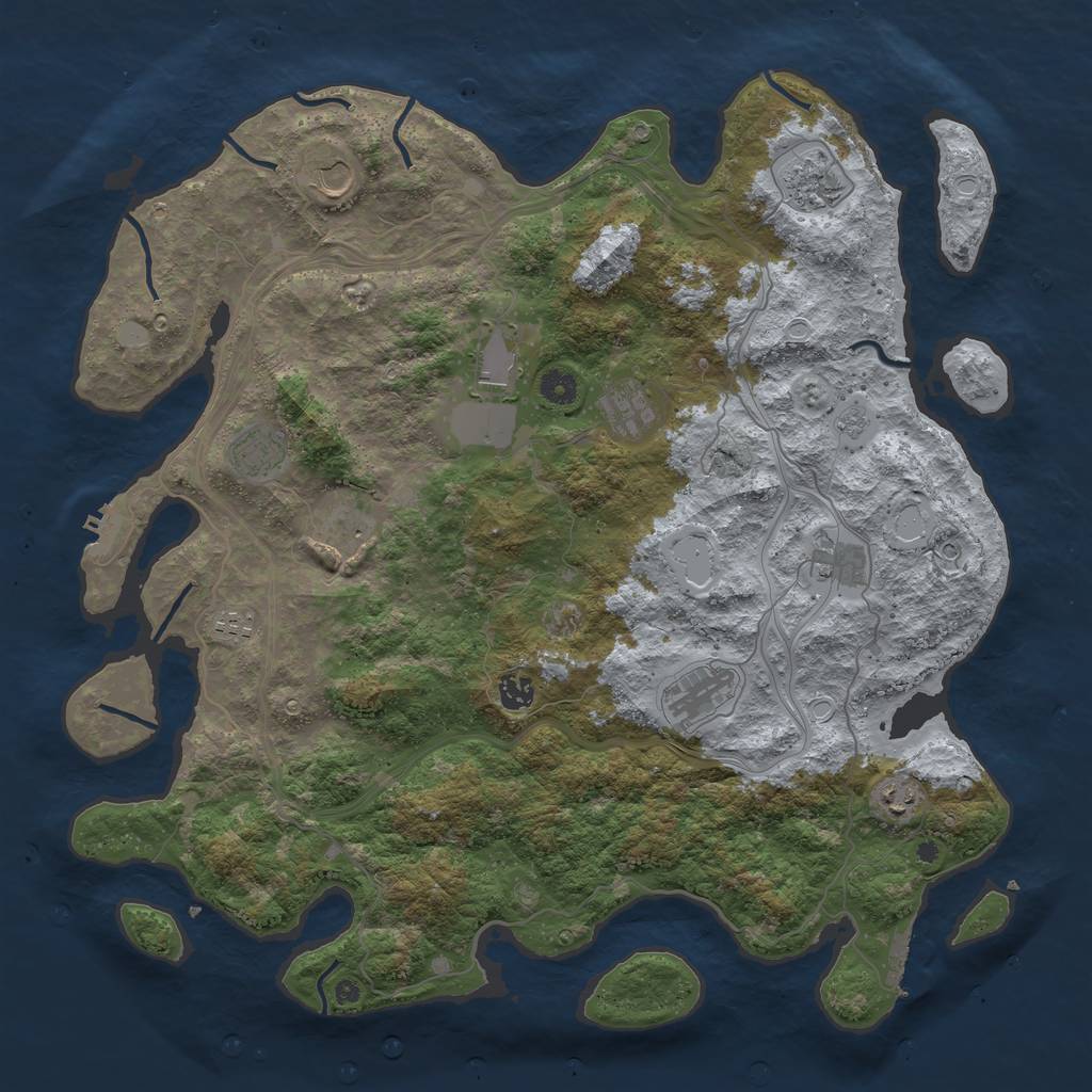 Rust Map: Procedural Map, Size: 4500, Seed: 1319893822, 18 Monuments
