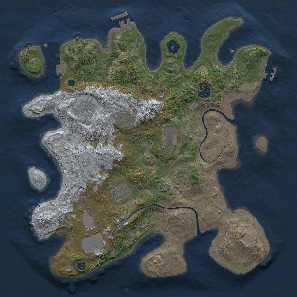 Rust Map: Procedural Map, Size: 3500, Seed: 427240284, 12 Monuments
