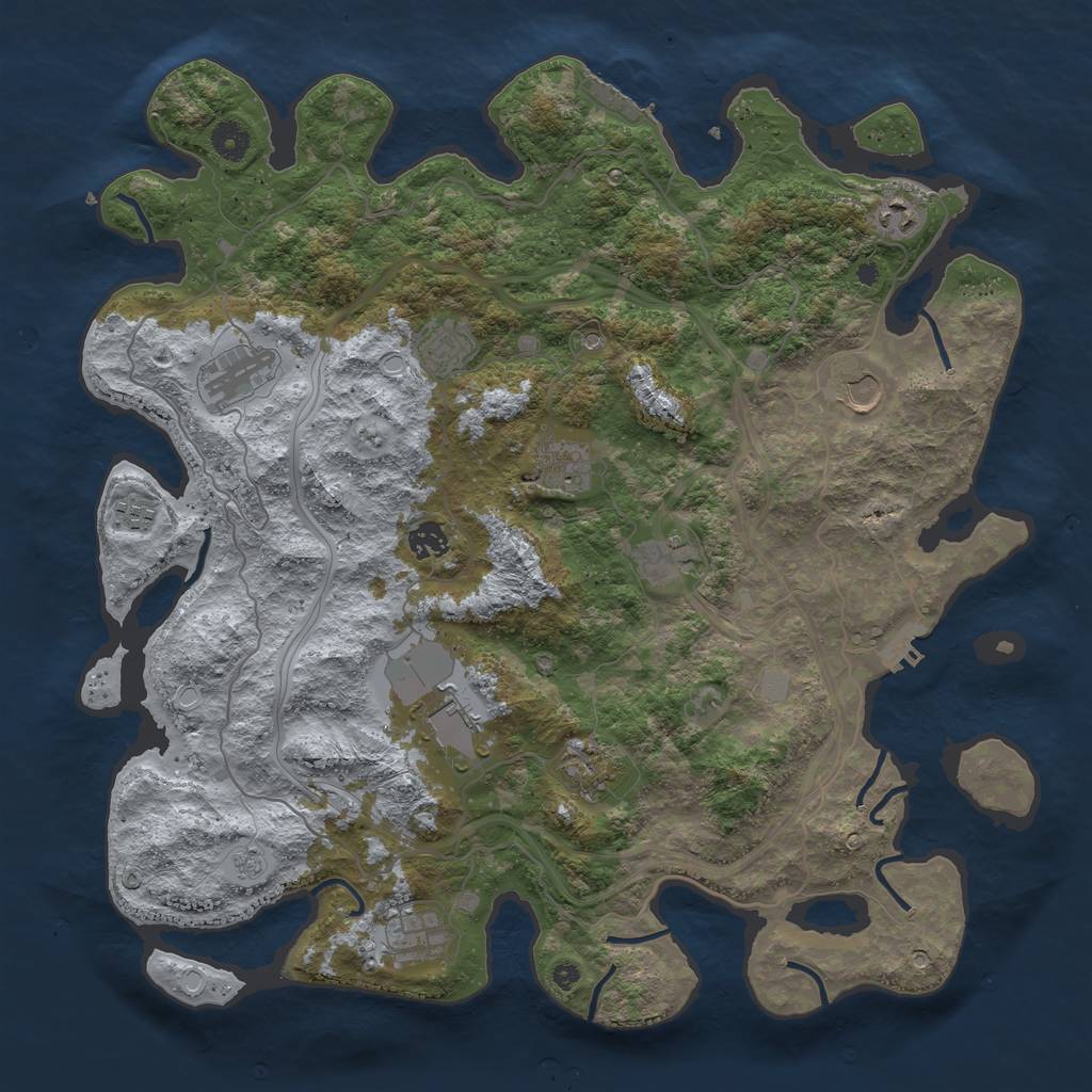 Rust Map: Procedural Map, Size: 4250, Seed: 927362603, 18 Monuments