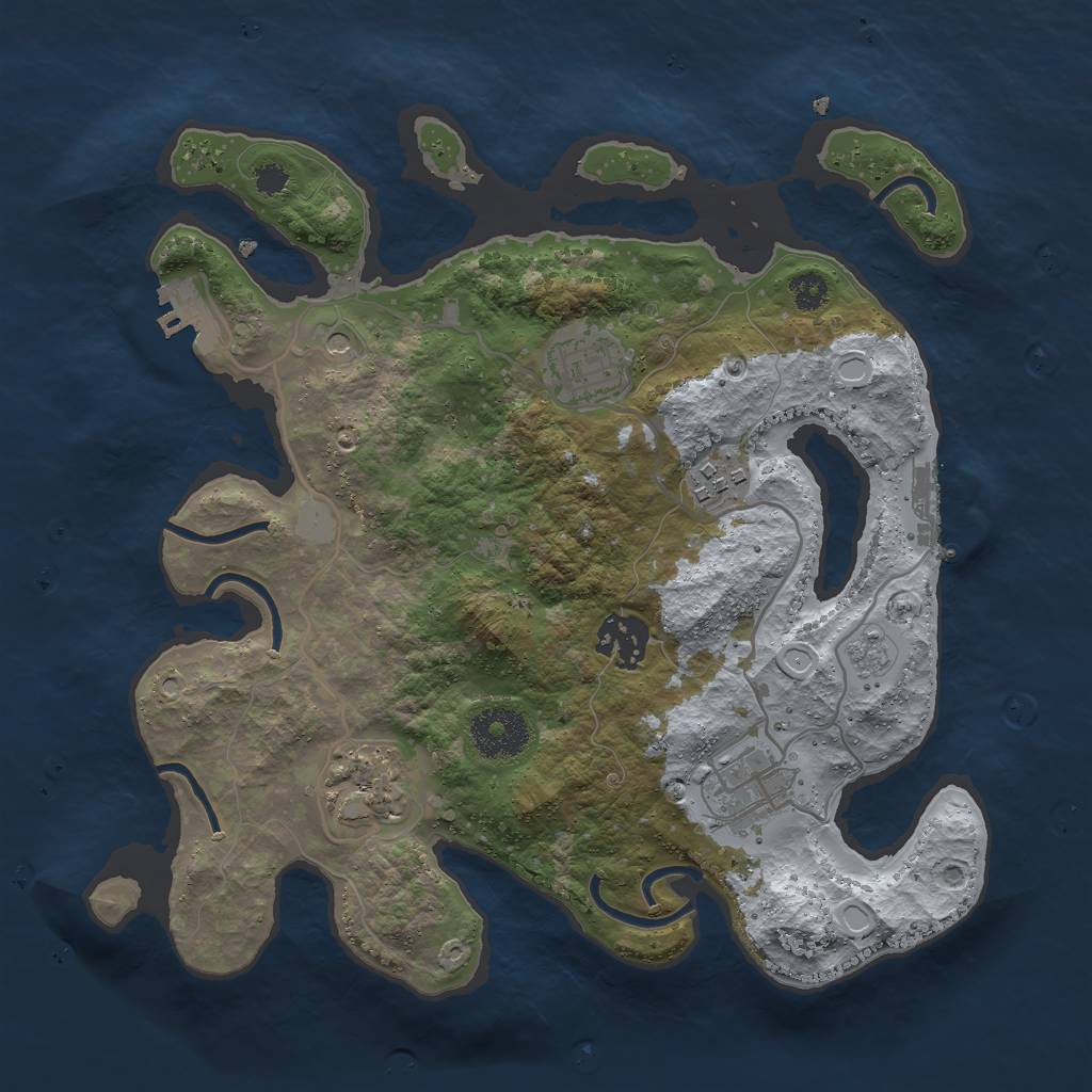Rust Map: Procedural Map, Size: 3000, Seed: 1804693356, 12 Monuments