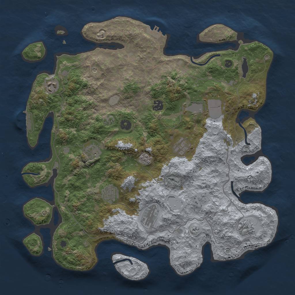 Rust Map: Procedural Map, Size: 4000, Seed: 13121, 16 Monuments