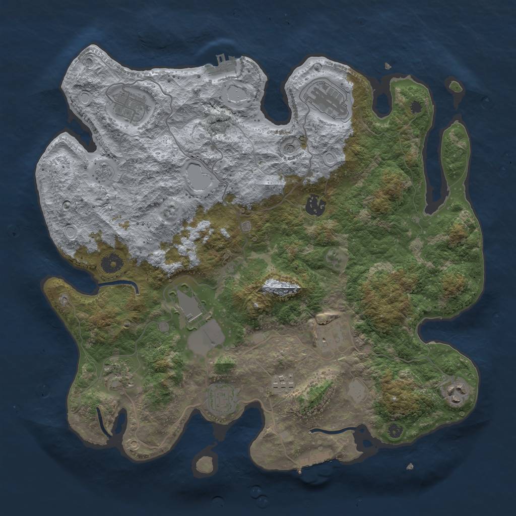 Rust Map: Procedural Map, Size: 3750, Seed: 322023, 16 Monuments