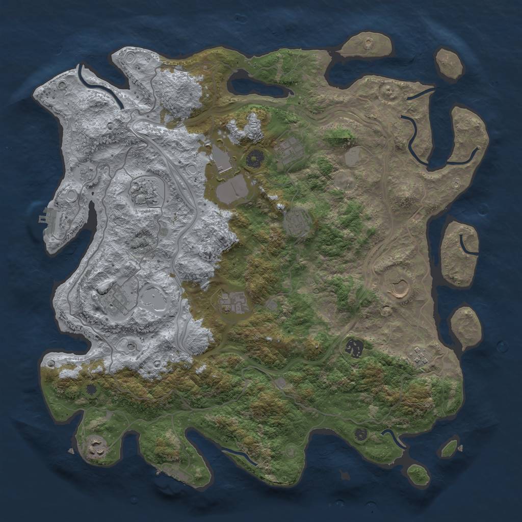Rust Map: Procedural Map, Size: 4250, Seed: 2125779637, 17 Monuments