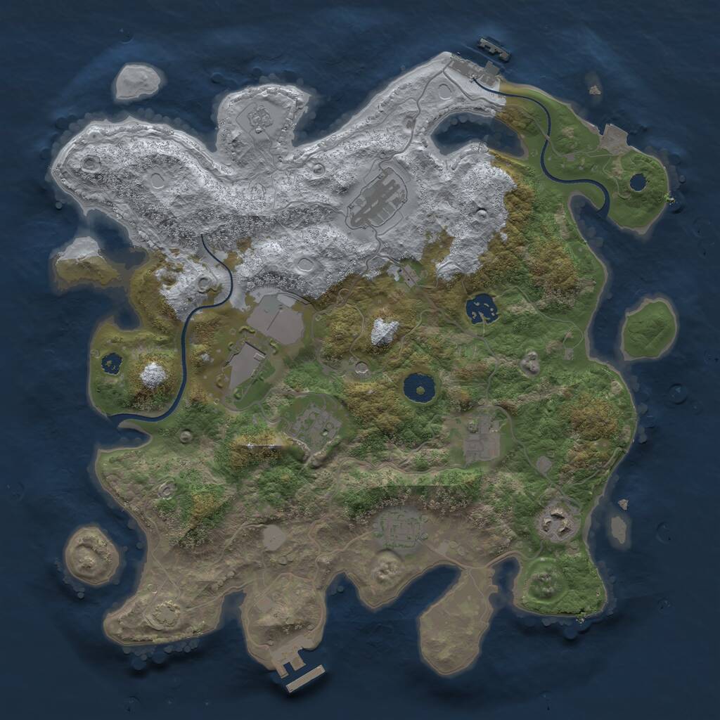 Rust Map: Procedural Map, Size: 3500, Seed: 26878227, 13 Monuments
